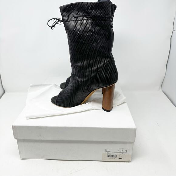 IRO Dairel Perforated Leather Ankle Boots Black NWT in Size 6 - Picture 1 of 10